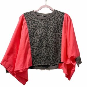 Animal print poncho one size upcycle handmade